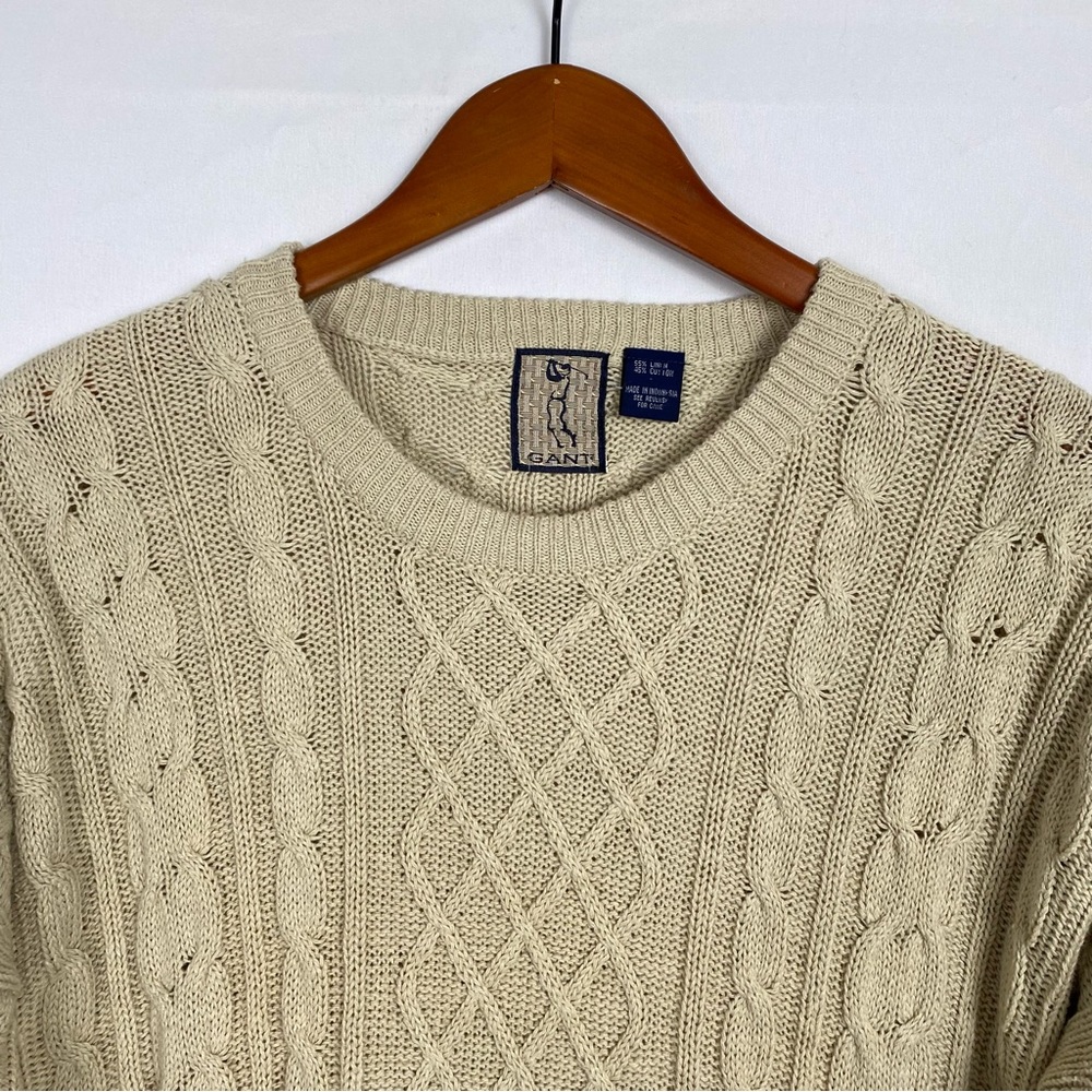 Vintage Gant Golf Cable Knit Sweater Embroidered Logo Side Medium - Picture 2 of 7